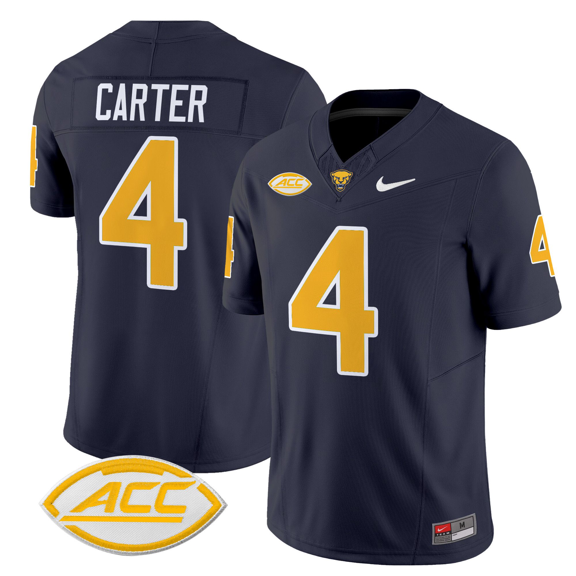 Men Pittsburgh Panthers 4 Carter Black Nike 2024 Vapor Limited NCAA Jersey style 1